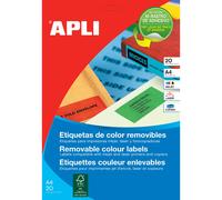 APLI 18309 Etiquettes enlevables coins arrondis multi-usage 63,5 x 33,9 mm - Vert - Pochette de 480