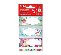APLI 18436 - 9 Étiquettes scolaires adhésives Princesses - 36 x 81 mm