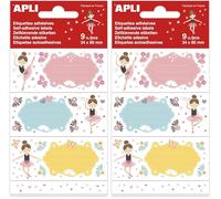 APLI 18437 - 9 Étiquettes scolaires adhésives Danseuses - 36 x 81 mm (Lot de 2)