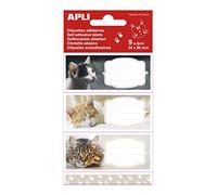 APLI 18438 - 9 Étiquettes scolaires adhésives Chats - 36 x 81 mm