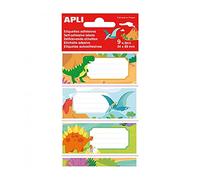 APLI 18439 - 9 Étiquettes scolaires adhésives Dinosaures - 36 x 81 mm