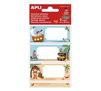 APLI 18440-9 Étiquettes scolaires adhésives Pirates - 36 x 81 mm