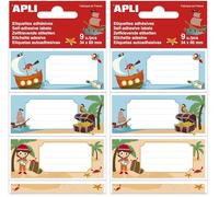 APLI 18440-9 Étiquettes scolaires adhésives Pirates - 36 x 81 mm (Lot de 2)