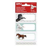 APLI 18443 - 9 Étiquettes scolaires adhésives Chevaux - 36 x 81 mm