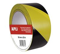 APLI 18588 - Ruban adhésif de signalisation jaune/noir, vert 50 mm x 33 m - 1 rouleau