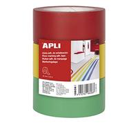 APLI 18608 - Ruban adhésif de signalisation rouge/jaune, vert 40 mm x 33 m - 3 rouleaux