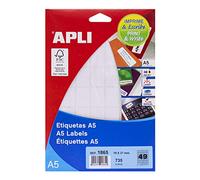 APLI 1865 étiquettes A5 19 x 27 mm blanches 15 feuilles