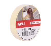 Apli 18744 - Rouleau de ruban de masquage pour peintre ou carrossier 25 mm x 45 m. Papier de 57 g/m². Résistant jusqu'à 60 °C.