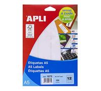 APLI 1875 Étiquettes A5 blanches 34,0 x 67,0 mm 15 feuilles