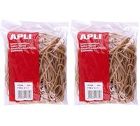 Apli 18764 - Élastiques - Dimensions Ø 140 x 2 mm - Sachet de 100 g - 70% caoutchouc naturel (Lot de 2)