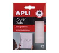 Apli 18779 Power Dots - Rectangle double-face extra fort - 12 rectangles adhésifs à coller sans clous ni trous - Adhésif amovible - Résistance de 4KG.