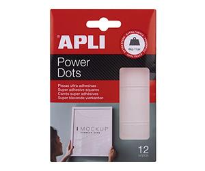 Apli 18779 Power Dots - Rectangle double-face extra fort - 12 rectangles adhésifs à coller sans clous ni trous - Adhésif amovible - Résistance de 4KG.