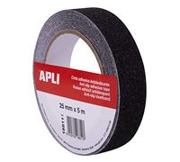 Apli 18811 - Ruban adhésif antidérapant de 25 mm x 5 m en PVC résistant de couleur noire. Utilisation intérieure et extérieure.