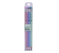 APLI Crayons graphite HB 18824 – Lot de 8, gomme sur le dessus, couleurs pastel
