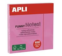 APLI 19082 - Notes adhésives FUNNY 75 x 75 mm - Bloc de 100 feuilles couleur rose pastel