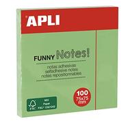 APLI 19084 Funny Notes adhésives 75 x 75 mm Bloc de 100 feuilles vert pastel