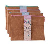 APLI 19158 - ZIPPER BAG KRAFT à Fermeture Éclair - Pochette Taille A4 (355 x 255 mm) - Couleur Aléatoire.