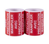 Apli 19456 - Lot de 2 Rouleaux d'étiquettes Manipuler avec précaution - 100x50 mm.
