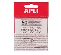 APLI Notes adhésives transparentes 19568 – 75 x 75 mm, blanches, 50 feuilles résistantes à l'eau