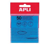 APLI 19571 - Notes adhésives transparentes - 75 x 75 mm - Couleur: bleues - 50 feuilles translucides résistantes à l'eau - Idéal pour les étudiants et les enseignants.