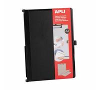 APLI Porte-bloc pliable 19645A – ABS résistant, compact, élastique et extension de stylo – A4 noir