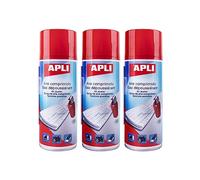 APLI 19657 - Pack de 3 Gaz Dépoussiérants Air Comprimé 400 ml, Spray Nettoyant pour PC, Clavier, Ordinateur, Imprimante et Équipements Électroniques, avec Canule de Précision
