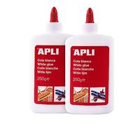 APLI 19658 - Lot de 2 Colles Blanches Liquides 250 g, Sans Solvant, Non Toxiques, Avec Embout de Précision, Pour Papier, Carton, Bois, École et Loisirs Créatifs