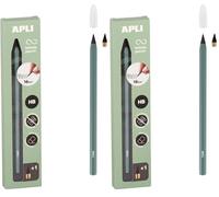 Apli 19801 Crayon infini avec corps vert, crayon éternel sans encre avec mine de recharge (Lot de 2)