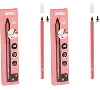 Apli 19803 Crayon infini avec corps rose, crayon éternel sans encre avec mine de recharge (Lot de 2)