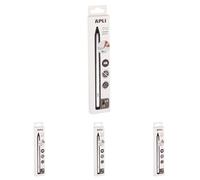 Apli 19830 - Crayon infini avec corps en métal blanc, crayon éternel sans encre avec mine de rechange (Lot de 4)