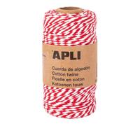 APLI 19841 - Bobine de Ficelle en Coton Bicolore pour emballer des Cadeaux, Fil Rouge et Blanc idéal pour Les travaux manuels ou Les décorations de Noël ou Toute Autre célébration, Bobine de 100x2mm.
