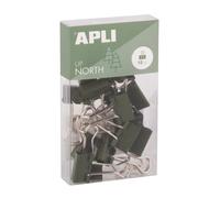 APLI 19981 - Pinces à Clips en Acier Trempé 19 mm - Pack de 15 en Couleur Kaki - Design Élégant, Organisation Parfaite - Accessoires de Bureau Upnorth