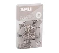 APLI 19982 - Pinces à Clips en Acier Trempé 19 mm - Pack de 15 en Couleur Grise - Design Minimaliste, Organisation Moderne - Accessoires de Bureau Upnorth