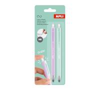 Apli 20065 - Pack de 2 crayons Infini gris rétractables - Mine HB - Corps des crayons : Lilas et Vert