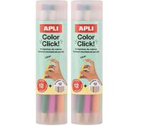 Apli 20080 - Porte-mines de couleurs Color Click avec taille-crayon et 12 mines de rechange incluses (Lot de 2)