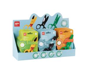 APLI 20090 - Présentoir 18 ciseaux de sécurité enfant - animaux (toucan, 6 crocodile, orque) - ne coupent que le papier - spécial maternelle