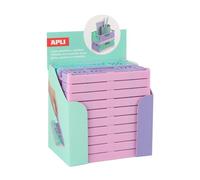 APLI 20235 - Lot de 10 petites boîtes pliables et empilables - Rangement et décoration pour la maison - Taille 140x60x105 mm - Design tricolore avec base rose