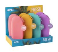 APLI 20406 Boîte de présentation avec 8 étuis ovales en silicone aux couleurs vives et fraîches assorties pour ranger des lunettes
