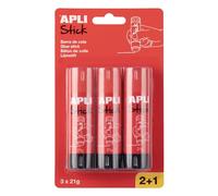 APLI 20457-3 bâtons de colle 21 g (2+1) - Colle stick propre et facile à appliquer - Papier, carton, photos