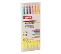 Apli 20552 - Pack surligneurs 6+1 double pointe - glisse fluide, rendu propre - notes, dossiers, révisions