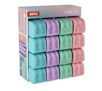Apli 20617 | Présentoir de comptoir Nordik avec trousses doubles en silicone | Double compartiment | Assortiment complet | 16 trousses incluses | Idéal école et bureau