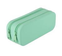 APLI 20621 | Trousse scolaire en silicone menthe | Double compartiment | Collection Nordik | Fermeture zippée | Collège lycée étudiants