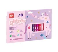 APLI 20626 - Feutres Glitter, 18 feutres pailletés