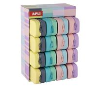 APLI 20647 | Présentoir de vente avec trousses en silicone bicolores pastel | Présentoir garni | 16 trousses incluses