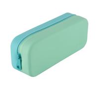 APLI 20648 | Trousse en silicone bicolore bleu et vert pastel | Fermeture zippée | Imperméable et facile à nettoyer | École collège lycée et bureau