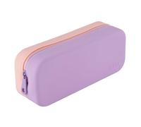 APLI 20650 | Trousse scolaire en silicone bicolore lilas et rose pastel | Fermeture zippée | Imperméable | Idéale école collège lycée