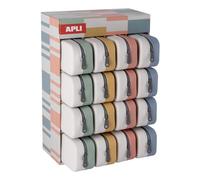 APLI 20652 | Présentoir de comptoir Up North avec trousses bicolores en silicone | Assortiment complet de 16 trousses imperméables et faciles à nettoyer | Idéal pour école et bureau