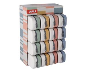 APLI 20652 | Présentoir de comptoir Up North avec trousses bicolores en silicone | Assortiment complet de 16 trousses imperméables et faciles à nettoyer | Idéal pour école et bureau