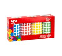 APLI 20688 Lot de 4 rouleaux de gommettes rondes de couleurs assorties