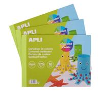 APLI 20970 Lot de 3 blocs de papier cartonné assortis 32 x 24 cm, 170 g/m², 30 feuilles de couleurs assorties